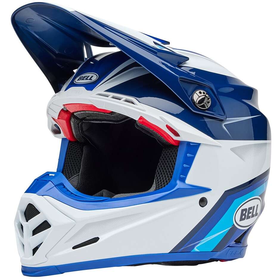 Casco Moto Cross Enduro Bell MOTO-9S FLEX MERCHANT Blu Lucido