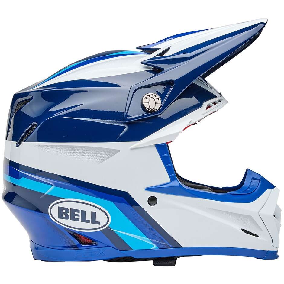 Casco Moto Cross Enduro Bell MOTO-9S FLEX MERCHANT Blu Lucido