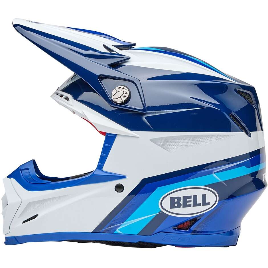 Casco Moto Cross Enduro Bell MOTO-9S FLEX MERCHANT Blu Lucido
