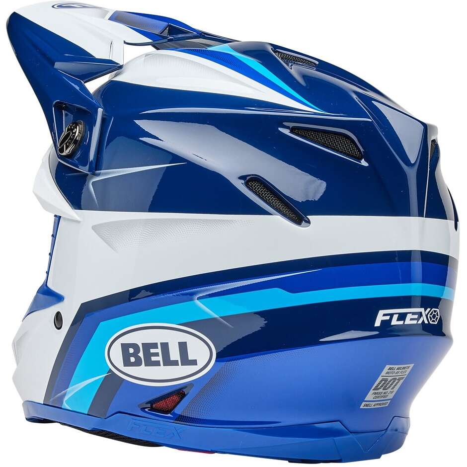Casco Moto Cross Enduro Bell MOTO-9S FLEX MERCHANT Blu Lucido