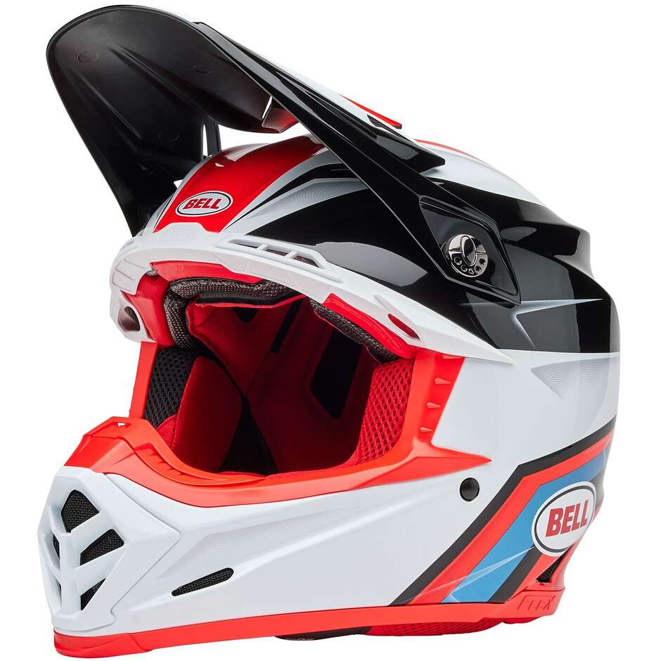 Casco Moto Cross Enduro Bell MOTO-9S FLEX MERCHANT Rosso Nero Lucido