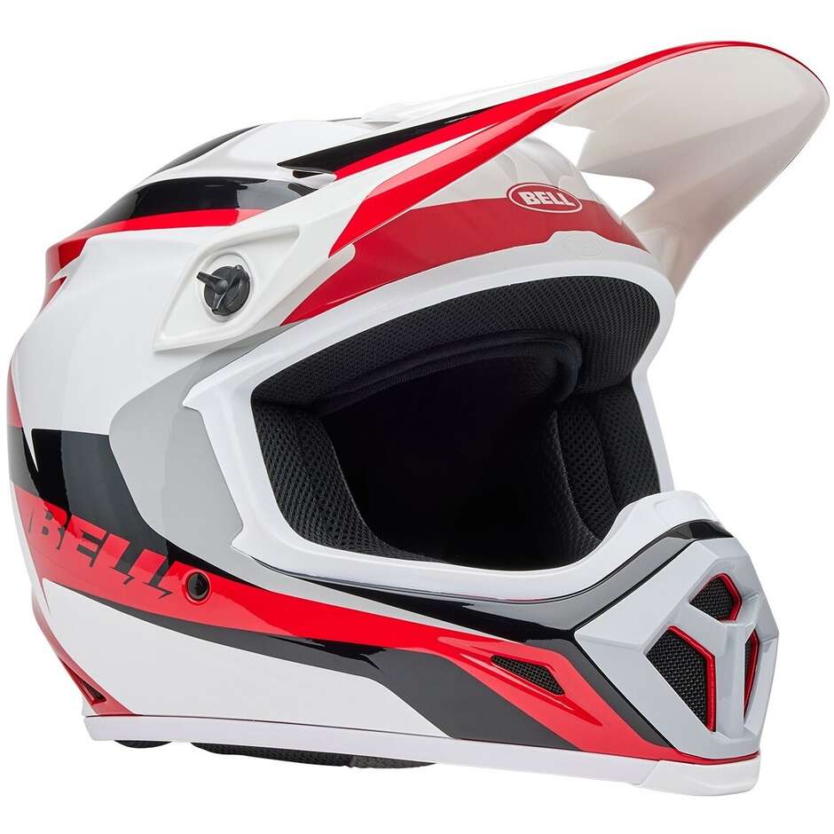 Casco Moto Cross Enduro Bell MX-9 MIPS RIFT Rosso Bianco Lucido