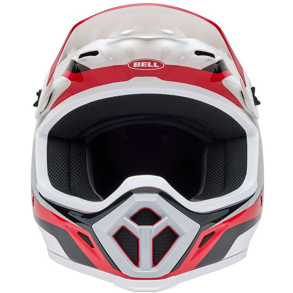 Casco Moto Cross Enduro Bell MX-9 MIPS RIFT Rosso Bianco Lucido