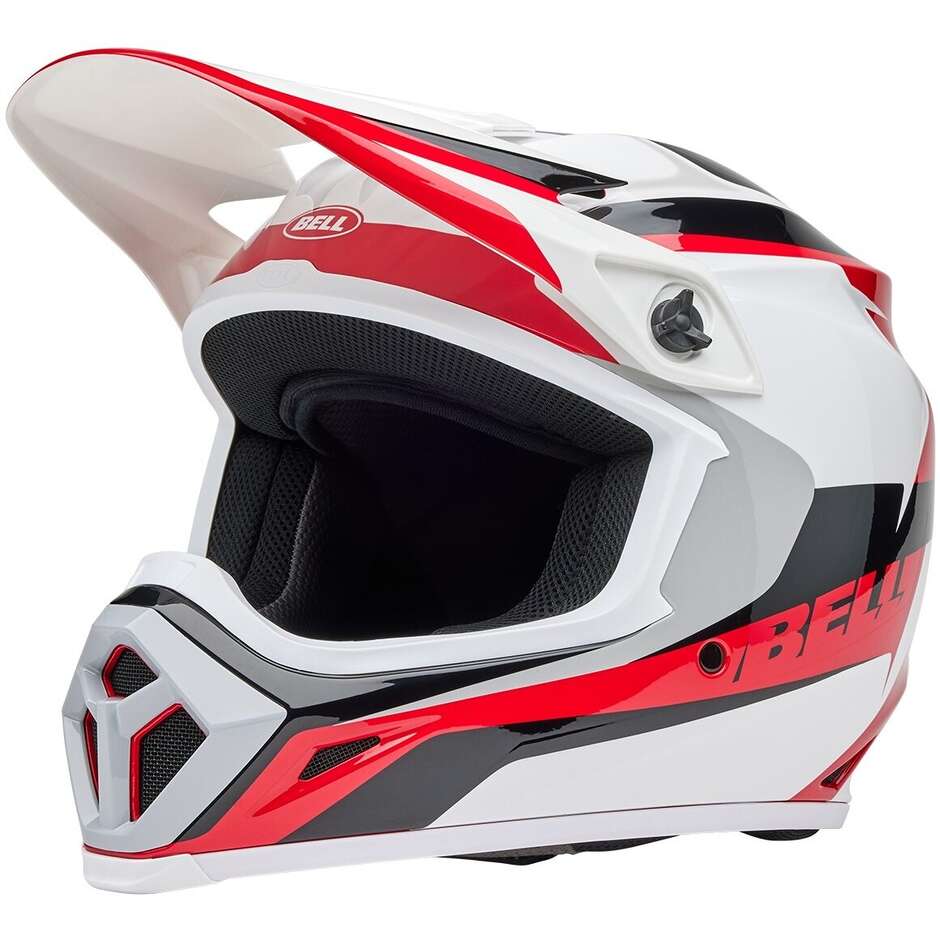Casco Moto Cross Enduro Bell MX-9 MIPS RIFT Rosso Bianco Lucido