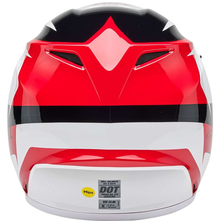 Casco Moto Cross Enduro Bell MX-9 MIPS RIFT Rosso Bianco Lucido