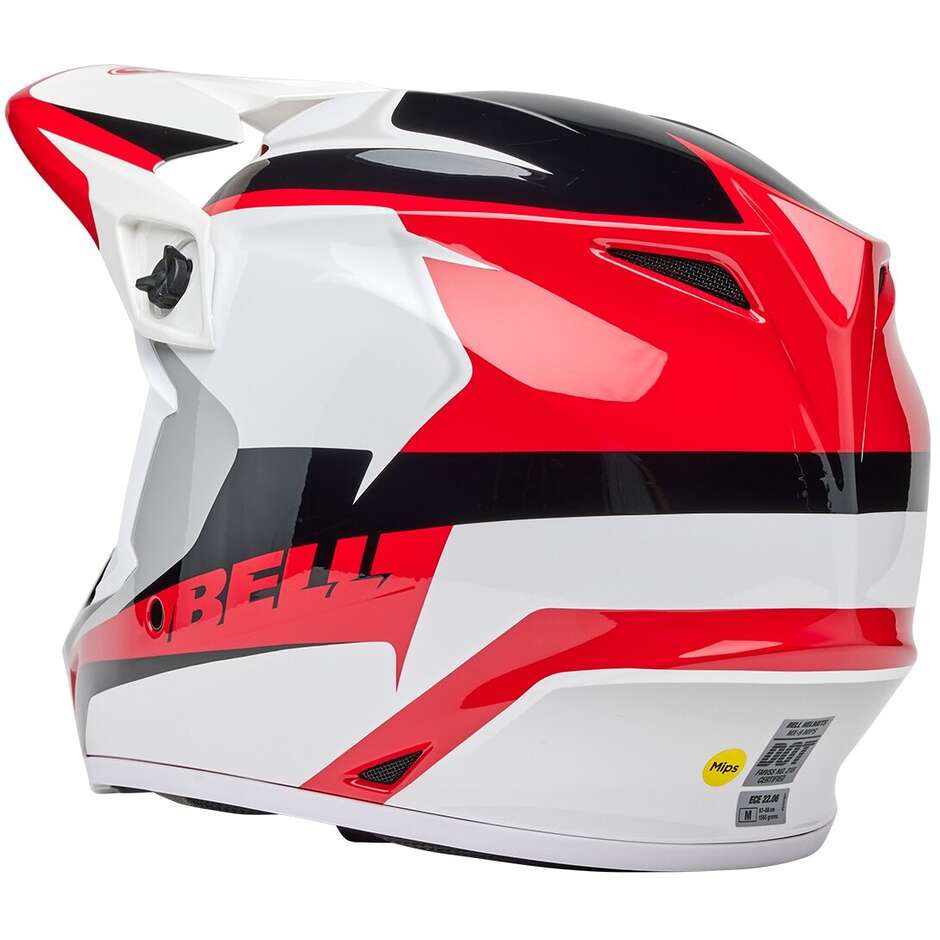 Casco Moto Cross Enduro Bell MX-9 MIPS RIFT Rosso Bianco Lucido