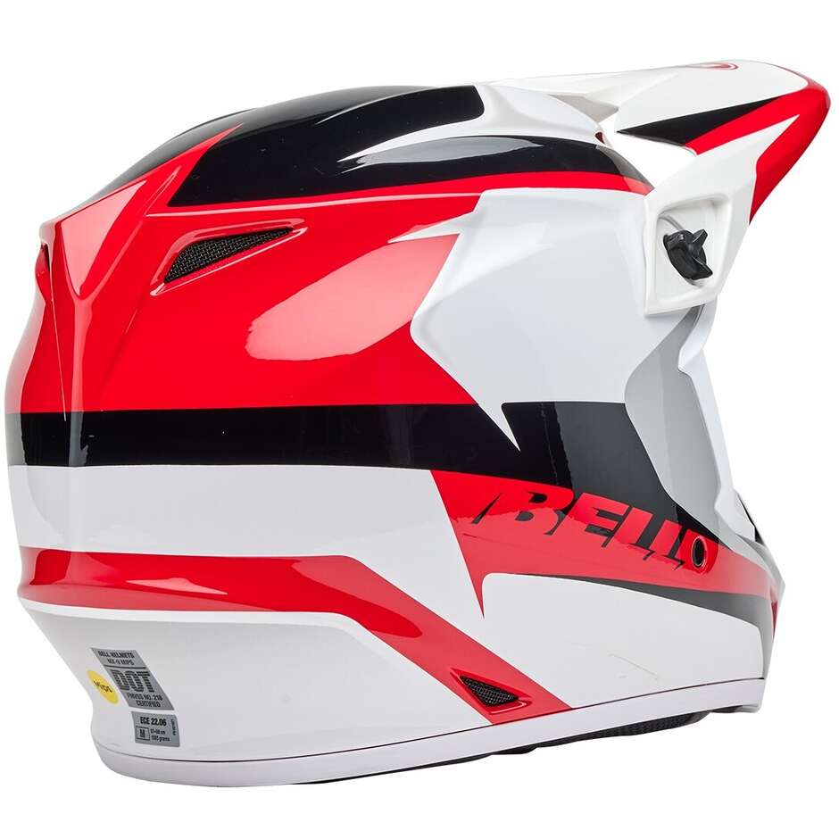 Casco Moto Cross Enduro Bell MX-9 MIPS RIFT Rosso Bianco Lucido