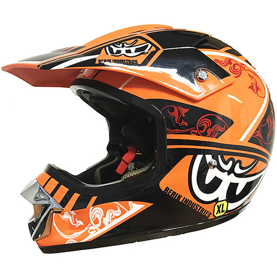 Casco Moto Cross Enduro Berik Geländemodell Orange Schwarz