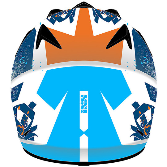 Casco Moto Cross Enduro da Bambino IXS  278 Kid 2.0 Tiger Bianco Blu Arancio