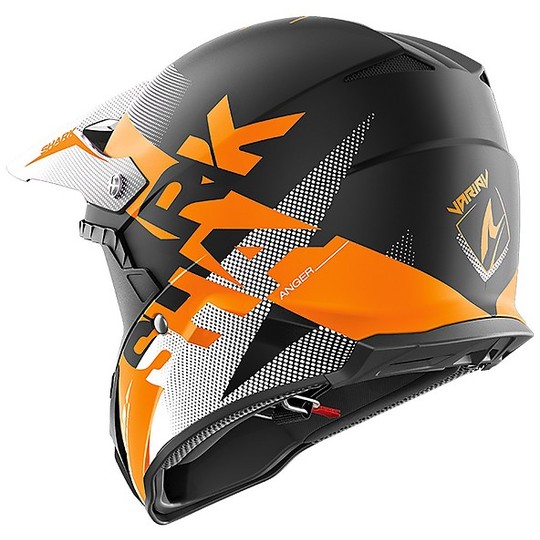 Casco Moto Cross Enduro Fiber Shark VARIAL ANGER Schwarz Orange