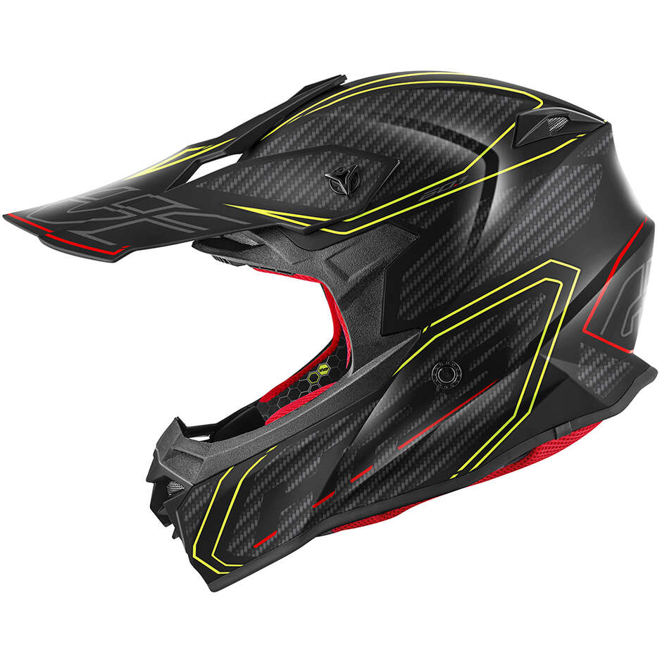 Casco Moto Cross Enduro Givi 60.1 EFFECT Nero Opaco Giallo Rosso
