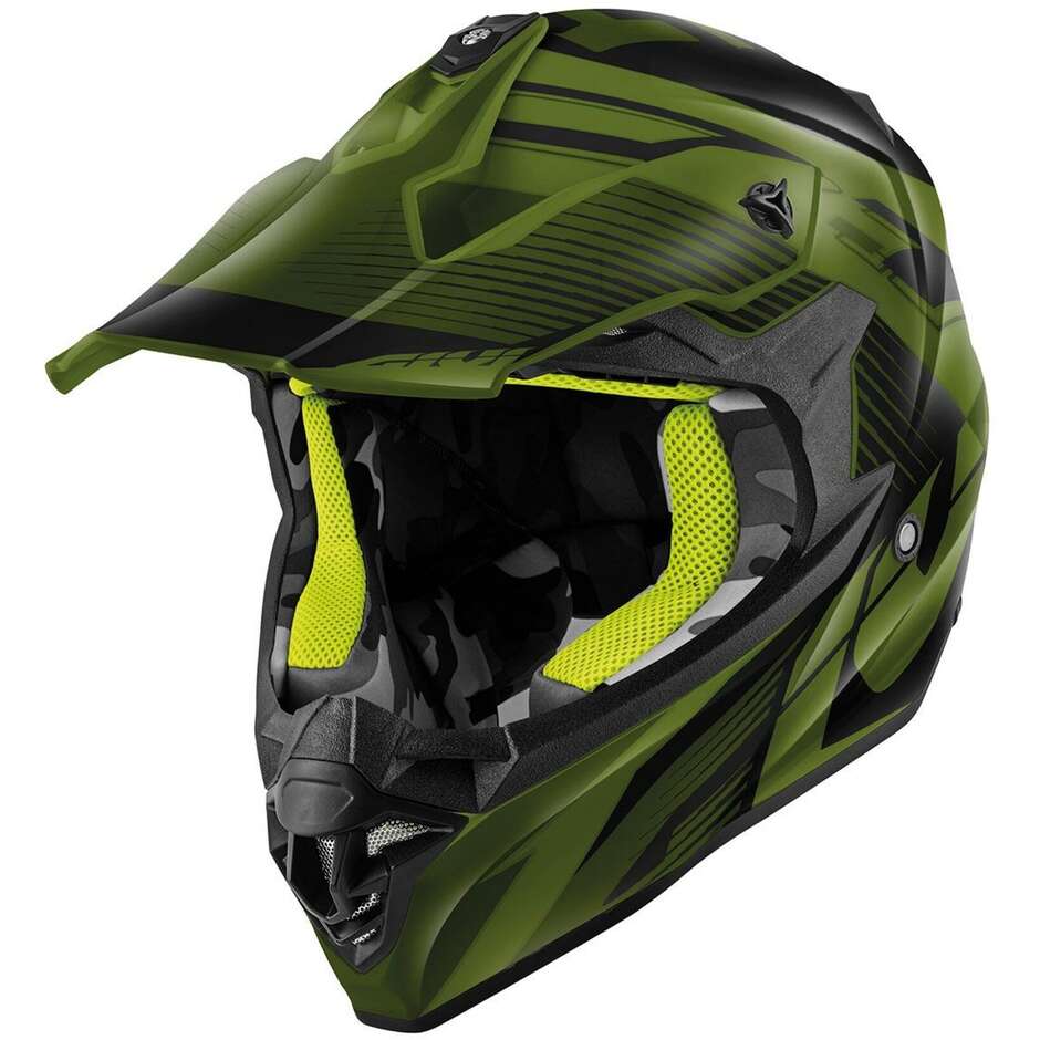 Casco Moto Cross Enduro Givi 60.1 FRESH Nero Verde Militare 