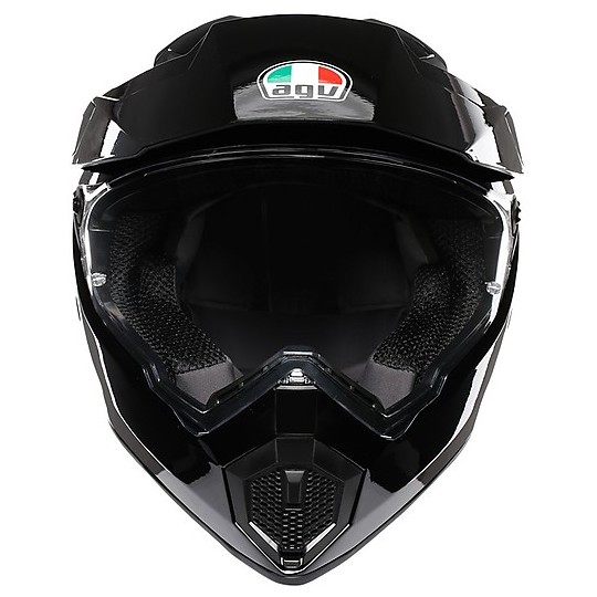 Casco Moto Cross Enduro in Carbonio AGV AX9 Mono Nero Lucido