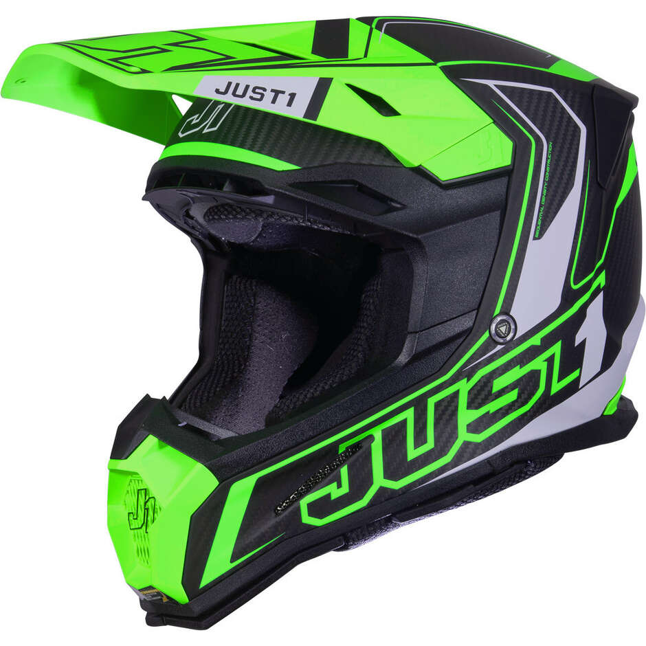 Casco Moto Cross Enduro in Carbonio J22 Carbon Fluo Ve taglia M