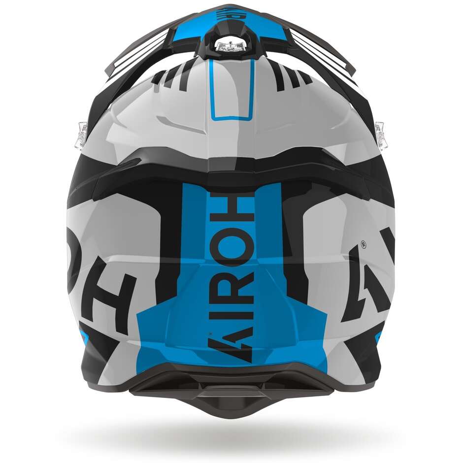 Casco Moto Cross Enduro In Fibra HPC Airoh STRYCKER BRAVE Blu Grigio Lucido