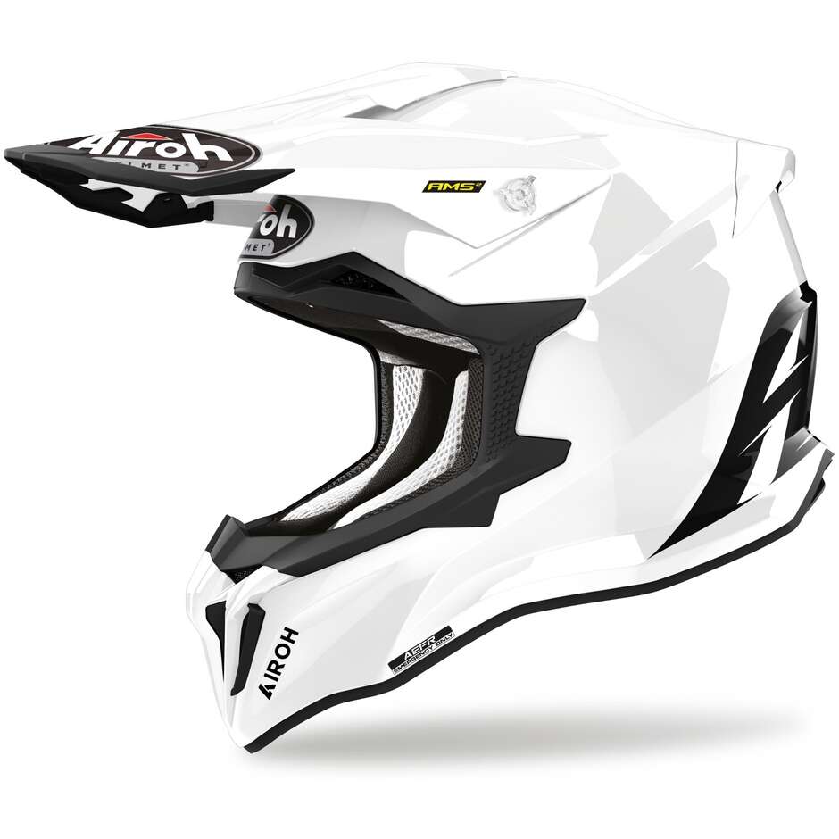 Casco Moto Cross Enduro In Fibra HPC Airoh STRYCKER Color Bianco