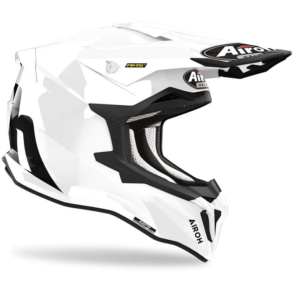 Casco Moto Cross Enduro In Fibra HPC Airoh STRYCKER Color Bianco
