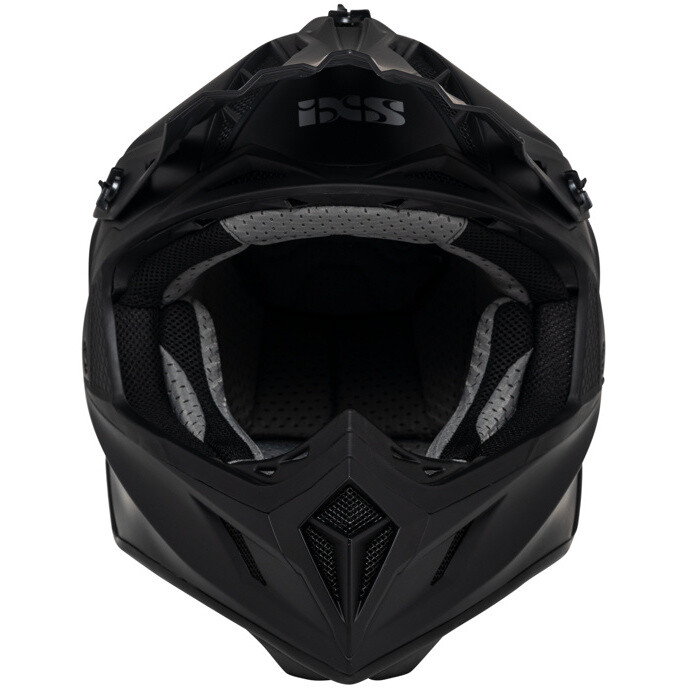 protectWEAR Casco moto nero opaco rosso strade design con visiera FS-801-99R - S