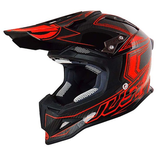 Casco Moto Cross Enduro Just One Carbon Carbon Coloring Fluo Red