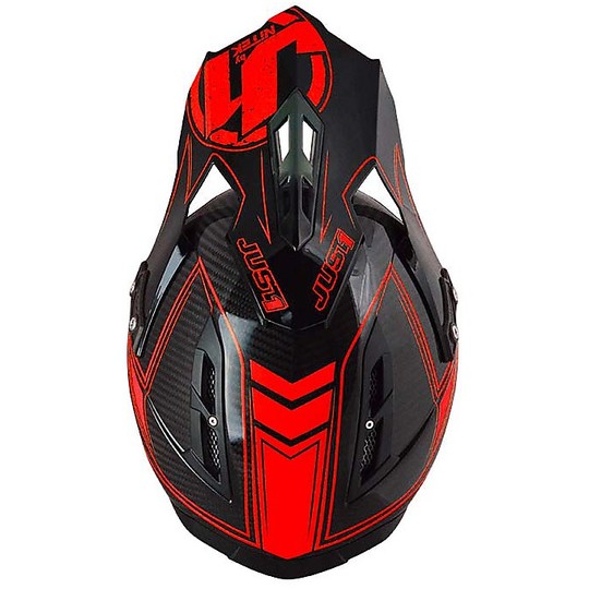 Casco Moto Cross Enduro Just One Carbon Carbon Coloring Fluo Red