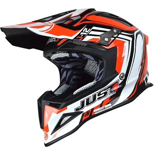 Casco Moto Cross Enduro Just One Carbon-Coloring Flame Red