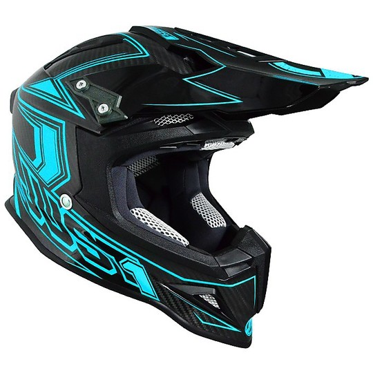 Casco Moto Cross Enduro Just One Carbon Coloring Fluo Blue Iigth