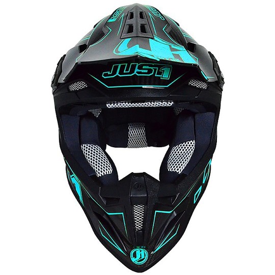Casco Moto Cross Enduro Just One Carbon Coloring Fluo Blue Iigth