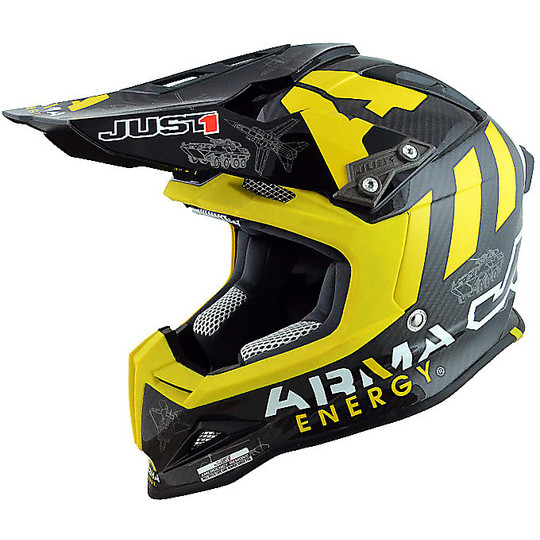 Casco Moto Cross Enduro Just One Waffe Carbon Carbon Coloring Lucido