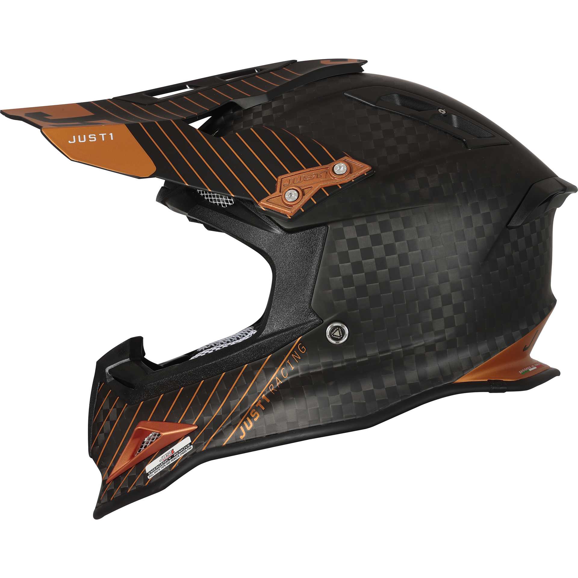 Casco Motocross in Carbonio Just1 J22 10th Anniversary Bronzo Nero Carbonio  Opaco Enduro Quad Supermotard