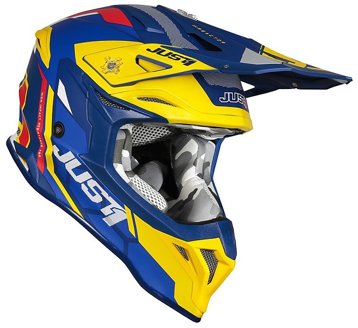 Casco motocross Just1 J39 Poseidon blu giallo fluo