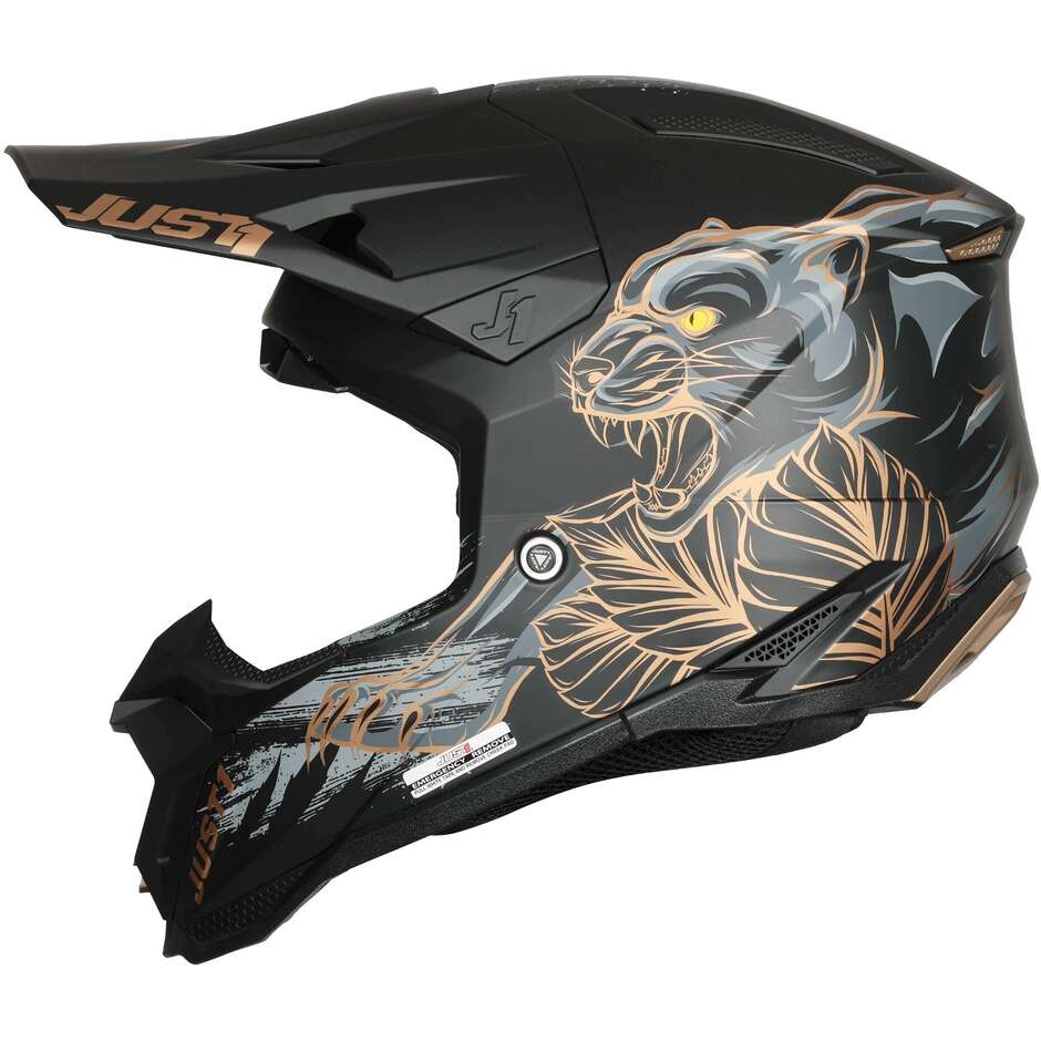 Casco Moto Cross Enduro Just1 J40 06 Panter Nero Opaco
