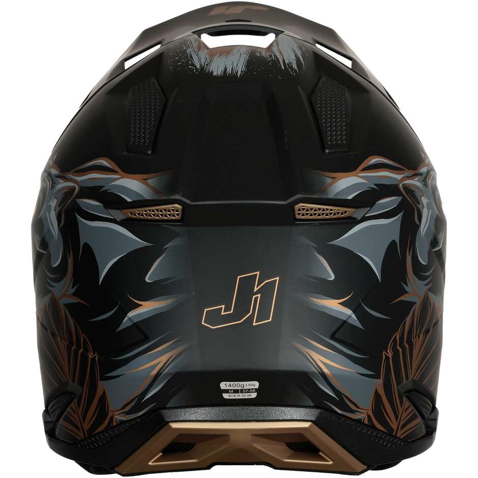 Casco Moto Cross Enduro Just1 J40 06 Panter Nero Opaco