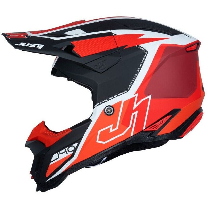 Casco Moto Cross Enduro Just1 J40 Shooter Flash Rosso Nero Bianco