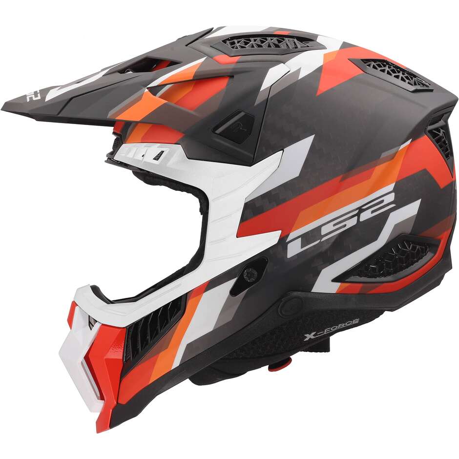 Casco Moto Cross Enduro LS2 MX703 X-FORCE PHANTOM Arancio Rosso
