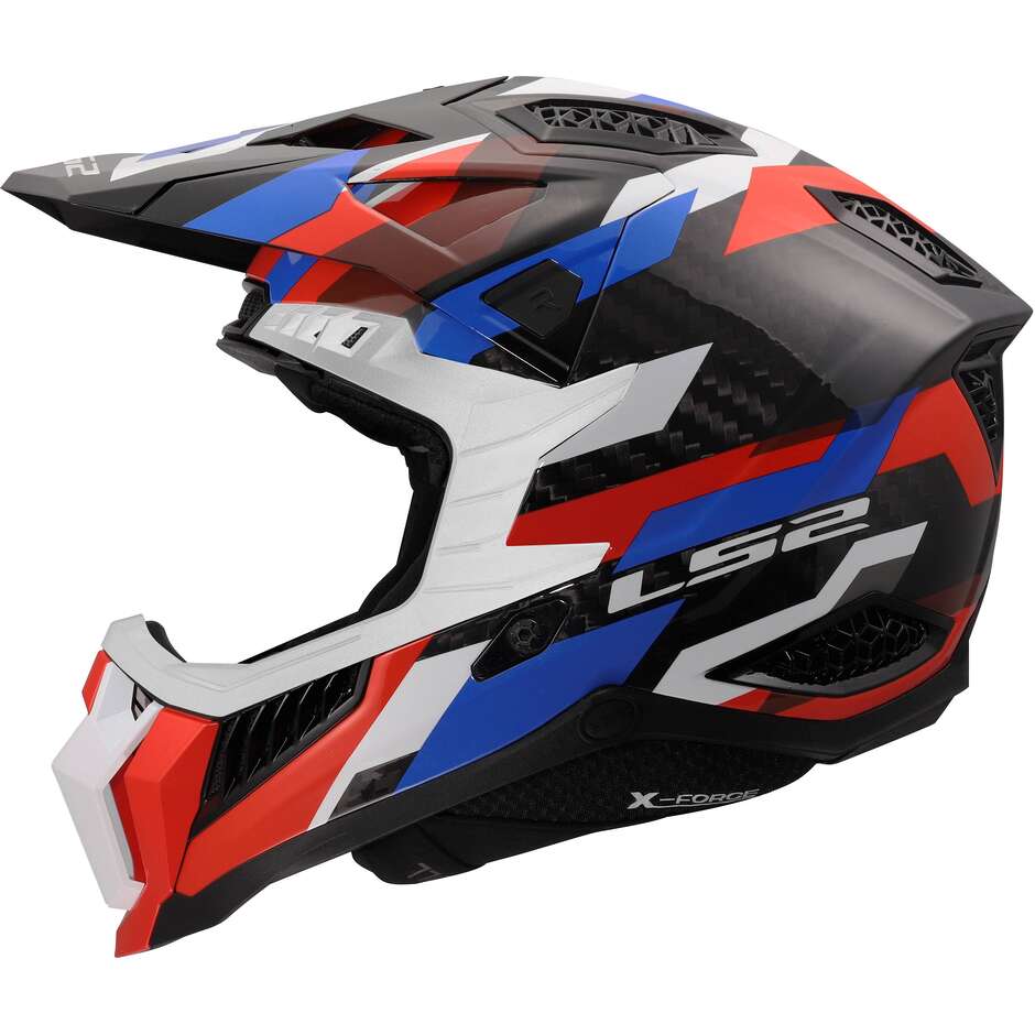 Casco Moto Cross Enduro MX703 X-FORCE PHANTOM Bianco Blu taglia XS