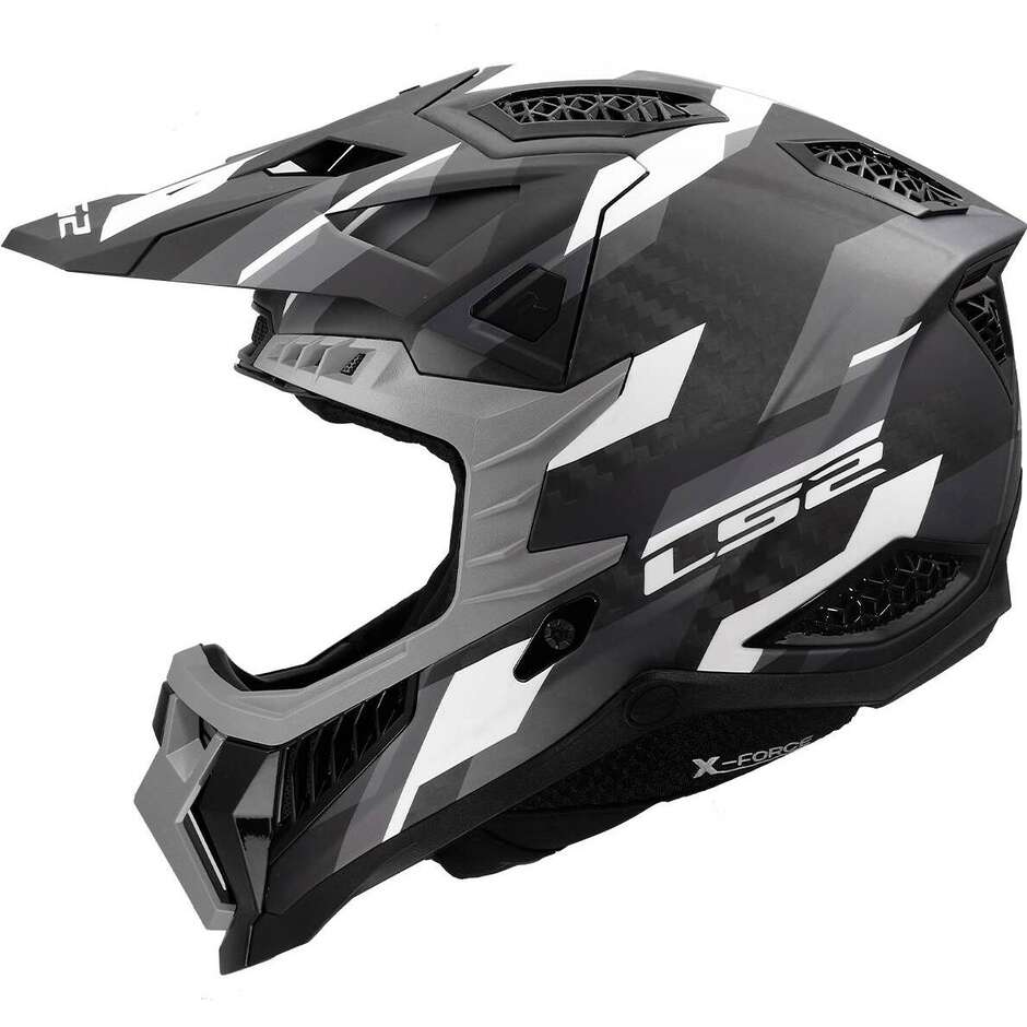 Casco Moto Cross Enduro LS2 MX703 X-FORCE PHANTOM Nero Grigio