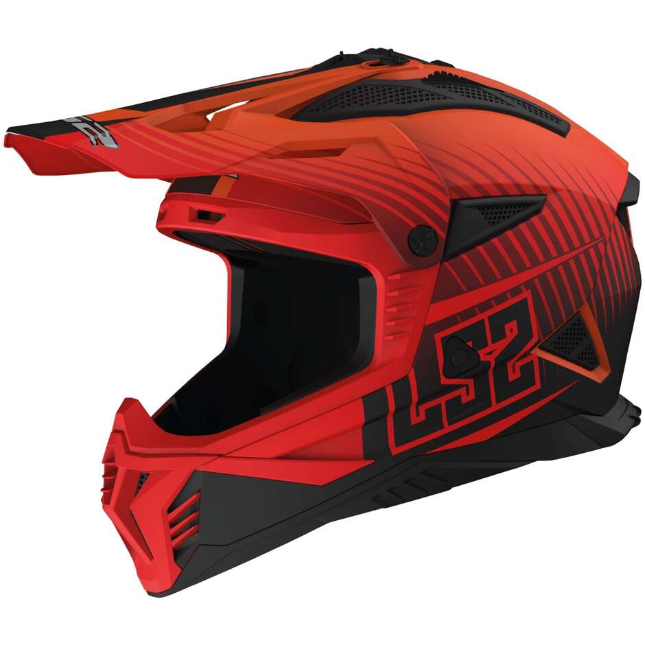 Casco Moto Cross Enduro Ls2 MX708 FAST 2 DUCK Arancio Rosso Fluo Opaco