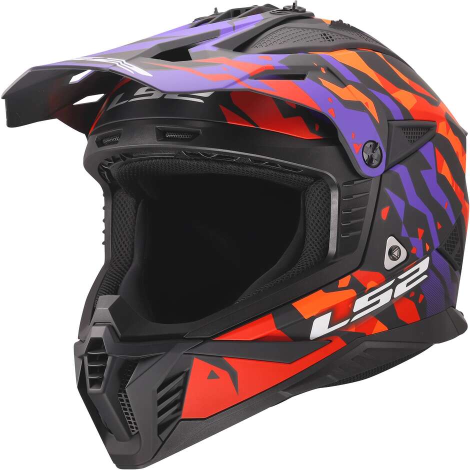 Casco Moto Cross Enduro LS2 MX708 FAST II GROTESK Viola Arancio