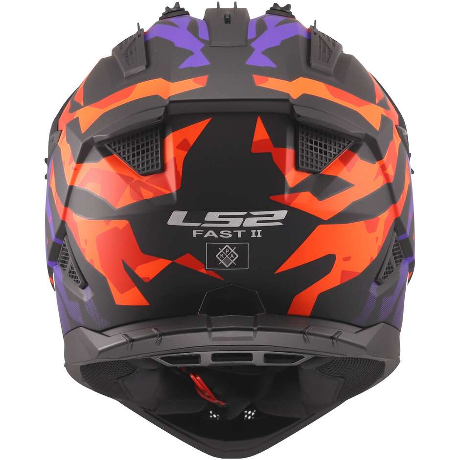 Casco Moto Cross Enduro LS2 MX708 FAST II GROTESK Viola Arancio