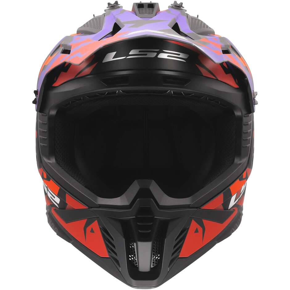 Casco Moto Cross Enduro LS2 MX708 FAST II GROTESK Viola Arancio