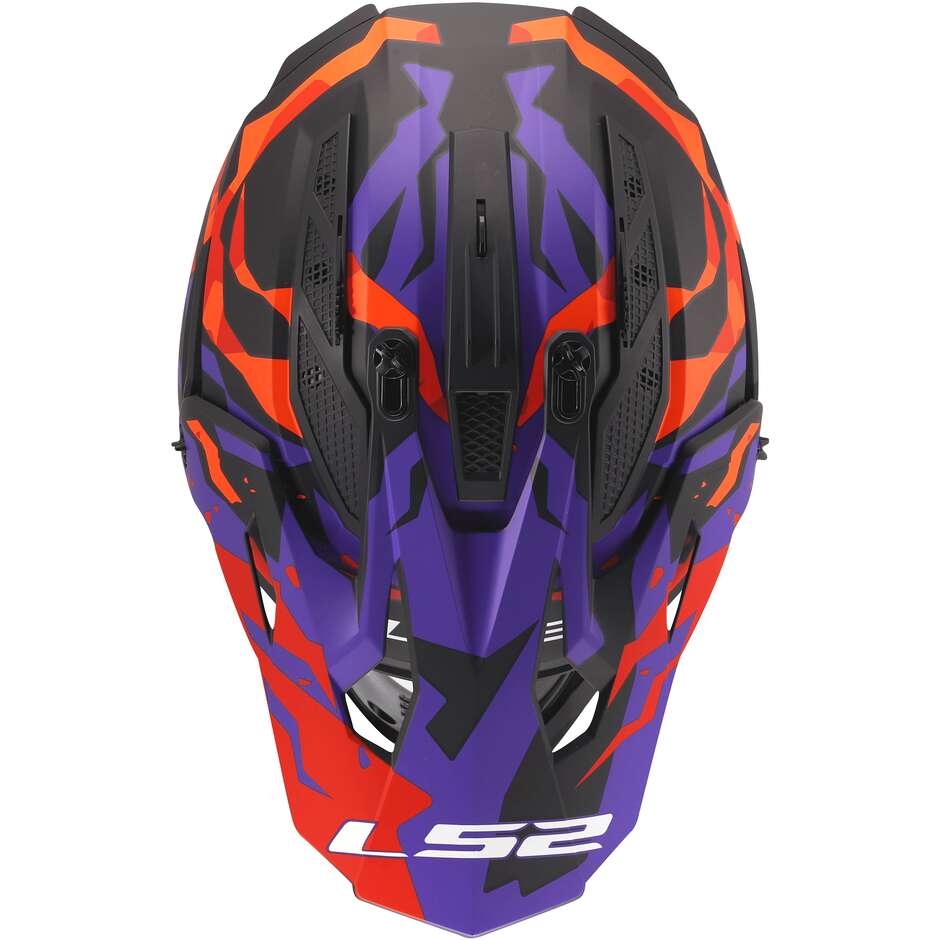 Casco Moto Cross Enduro LS2 MX708 FAST II GROTESK Viola Arancio