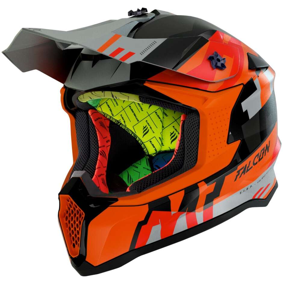 Casco Moto Cross Enduro Mt Helmet FALCON ARYA A4 Arancio Opaco
