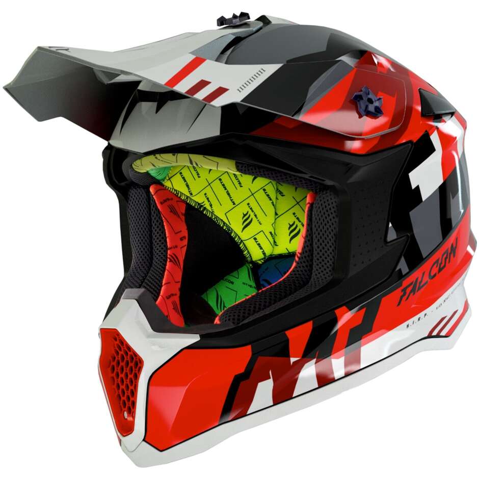 Casco Moto Cross Enduro Mt Helmet FALCON ARYA A5 Rosso Lucido