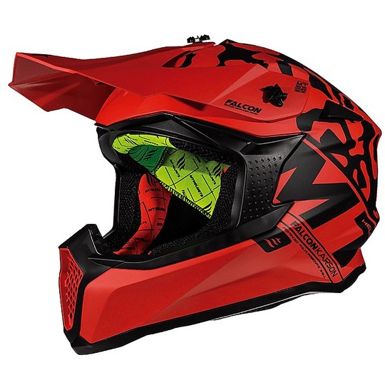 Casco Moto Cross Enduro MT Helmets FALCON Karson F1 Rosso Opaco