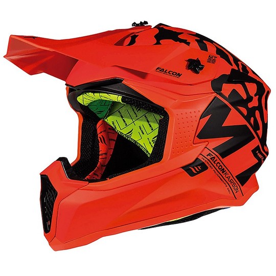 Casco Moto Cross Enduro MT Helmets FALCON Karson F3 Arancio Fluo Opaco
