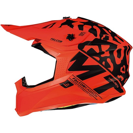 Casco Moto Cross Enduro MT Helmets FALCON Karson F3 Arancio Fluo Opaco
