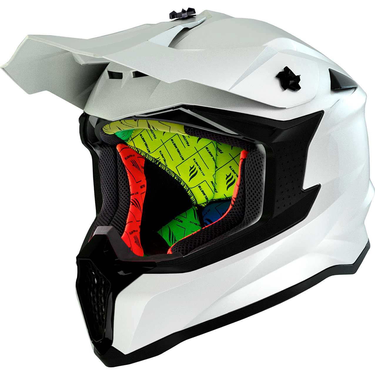 Casco Moto Cross Enduro MT Helmets FALCON Solid A0 Bianco Perla Vendita  Online 