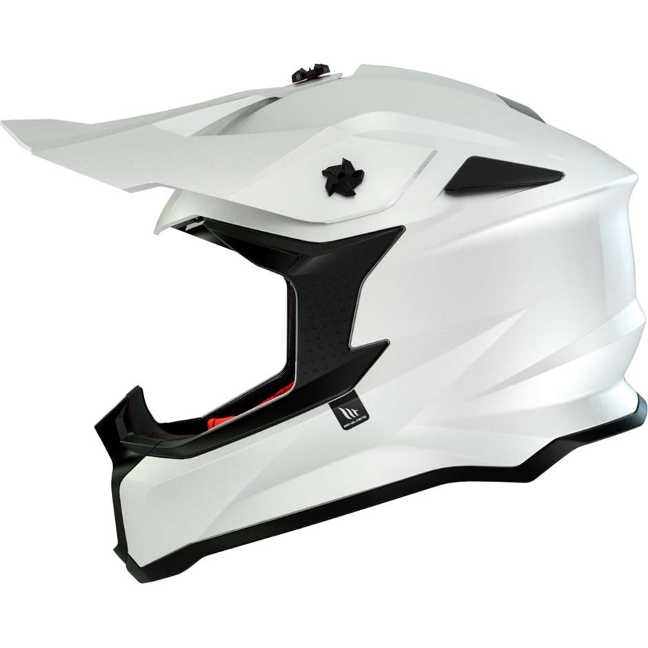 Casco Moto Cross Enduro MT Helmets FALCON Solid A0 Bianco Perla