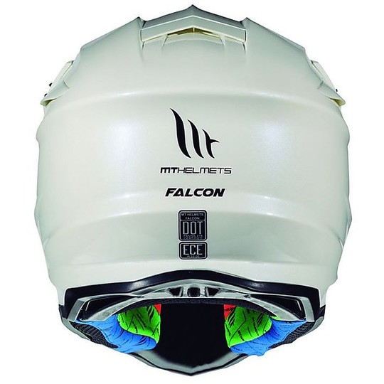 Casco Moto Cross Enduro MT Helmets FALCON Solid A0 Bianco Perla
