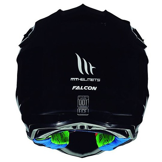 Casco Moto Cross Enduro MT Helmets FALCON Solid A1 Nero Lucido